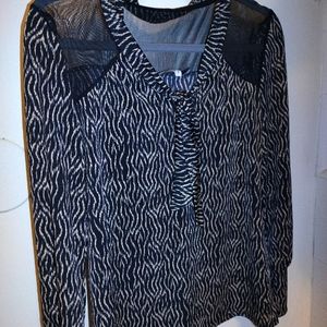 Animal print and mesh blouse